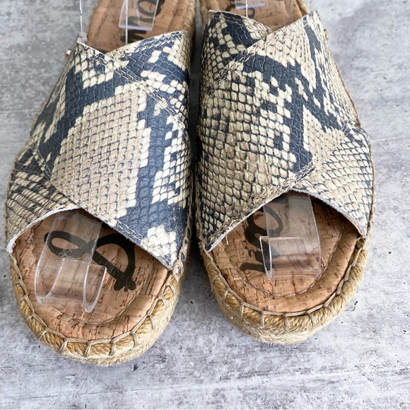 SAM EDELMAN Natty Snakeskin Print Espadrille Slide Sandals - Picture 7 of 12